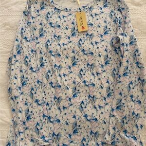 Floral Elegance Long Sleeve Pajama Top